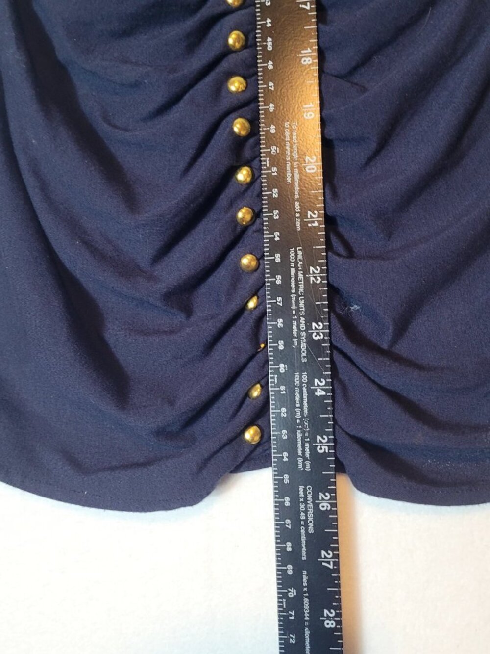 Carmen Marc Valvo Medium Navy Rayon Spandex Studded Top - Picture 3 of 14